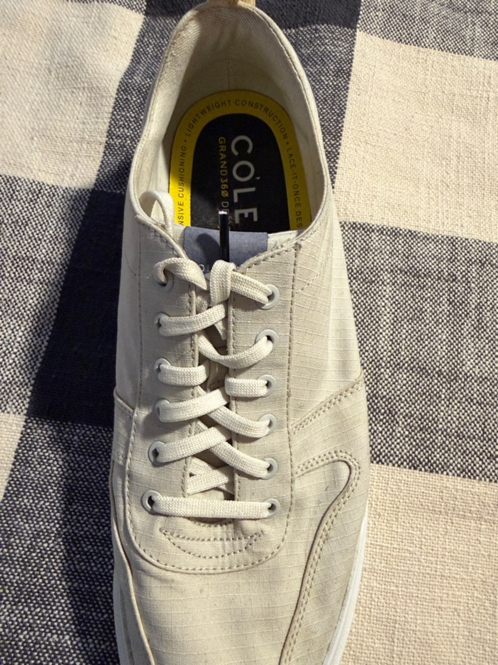 Cole Haan Men’s Off-White Canvas Lace-Up Sneakers - Picture 5 of 7